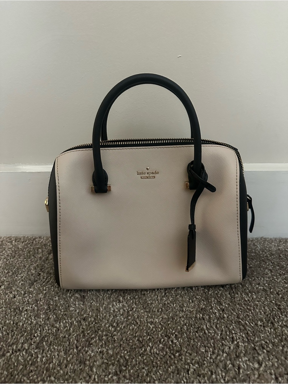 Kate Spade Cream and Black Top-Handle Satchel